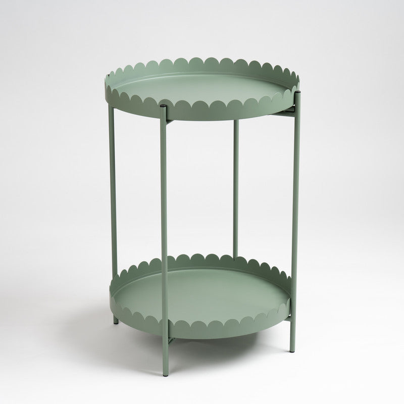 Green Scallop Round Side Table